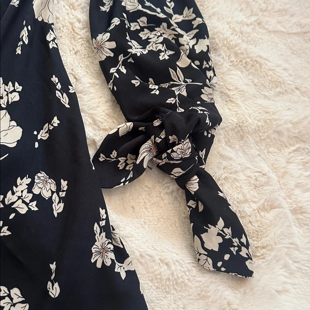 Free People Black Floral satin dress, L - Picture 4 of 14